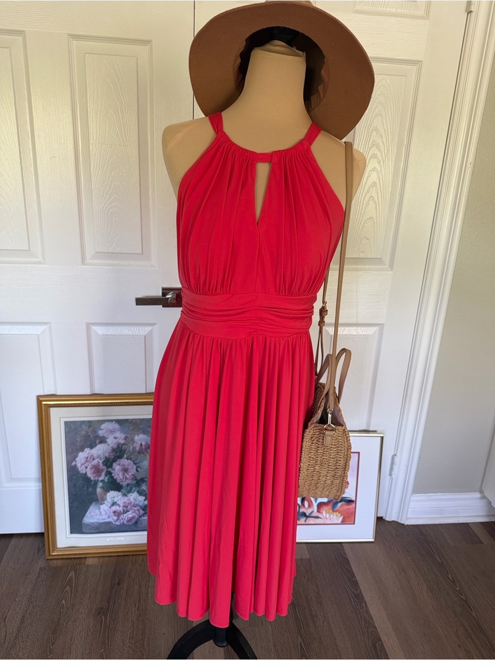 Coral fit and flare Cocktail dress